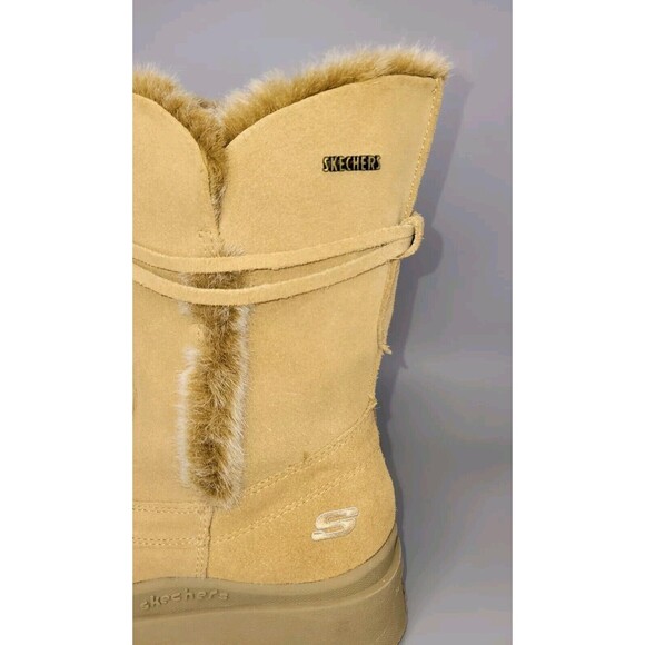 Skechers Suede Chunky Combat Boots Womens 6.5 Tan Strap Side Zip Y2K 90s Grunge - Picture 5 of 16